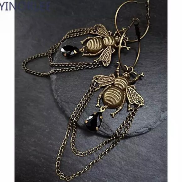 Bumblebee Hoop Earrings - Picture 1 of 4